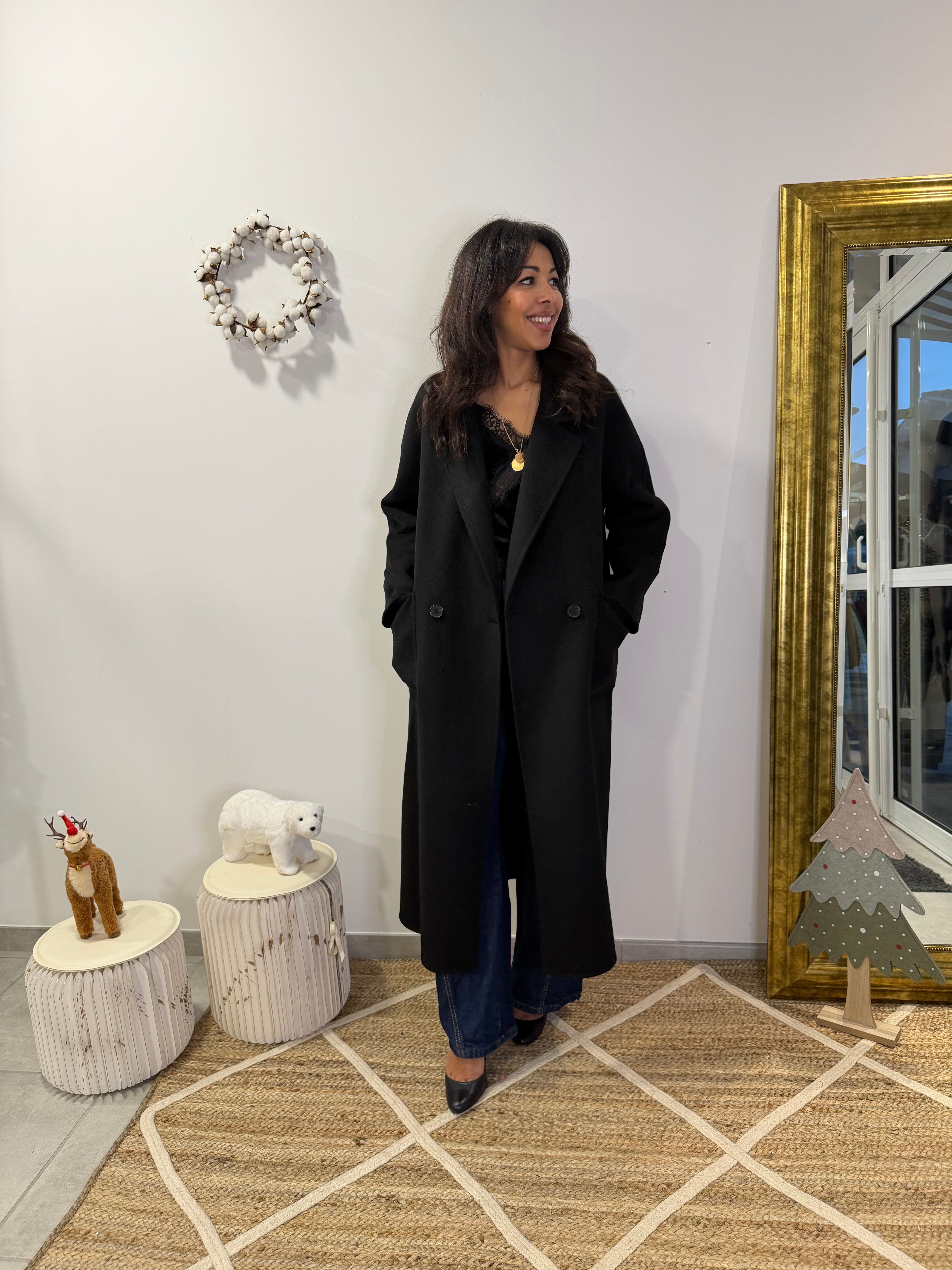 Manteau noir ELVEN laine