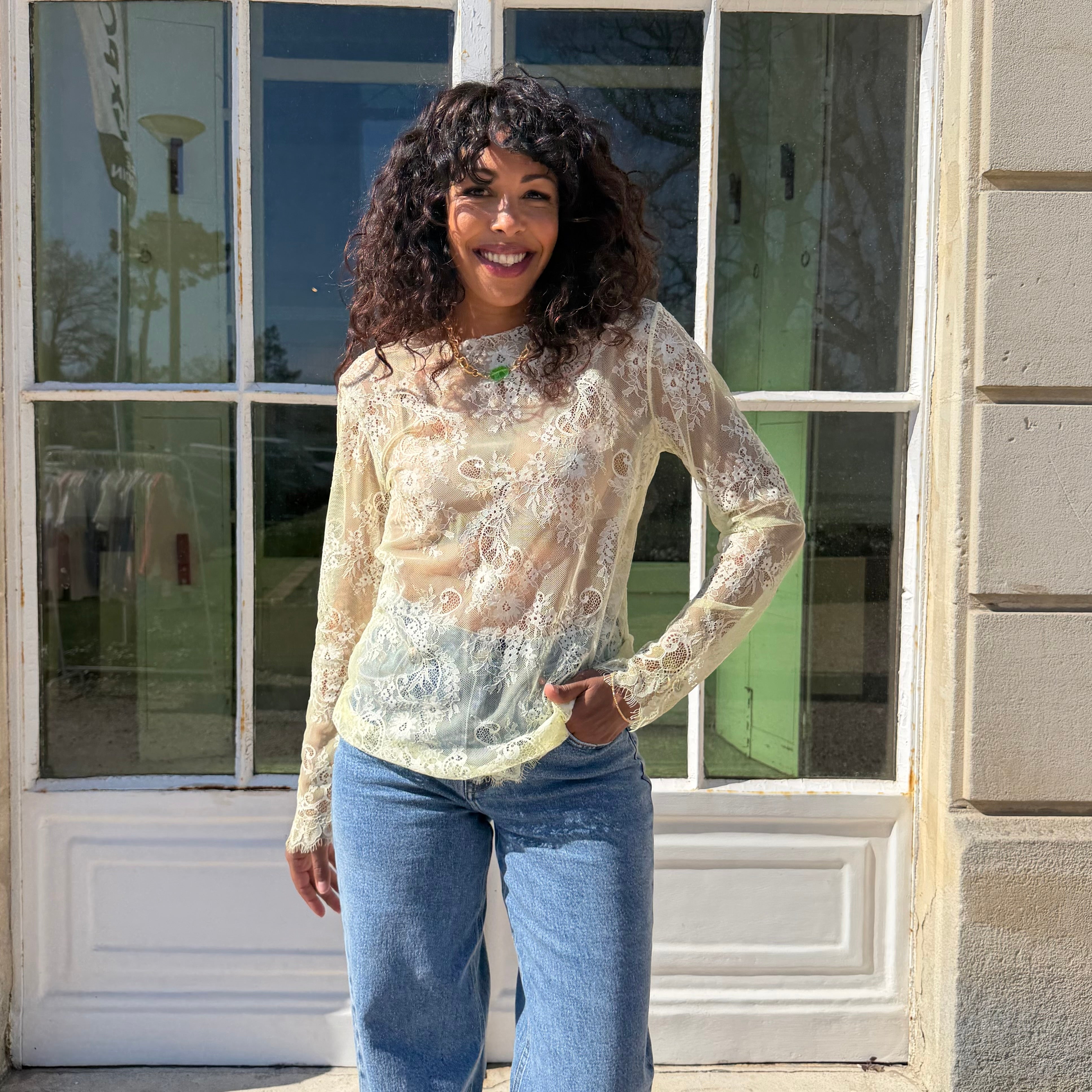 Top dentelle AMY jaune