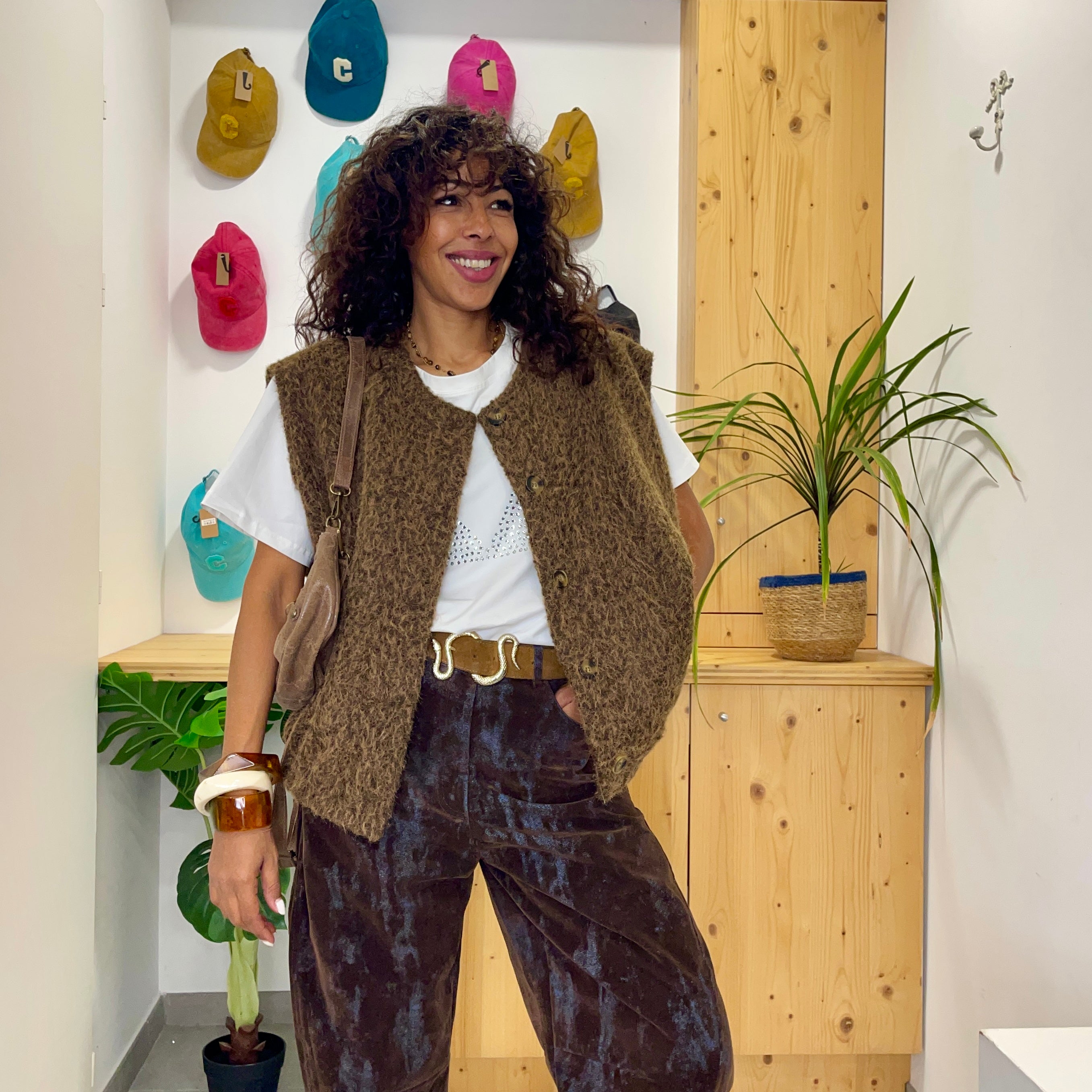 Gilet sans manches Heydi marron