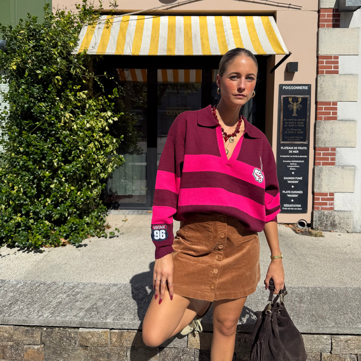 Pull ORIANE rouge bordeaux/rose
