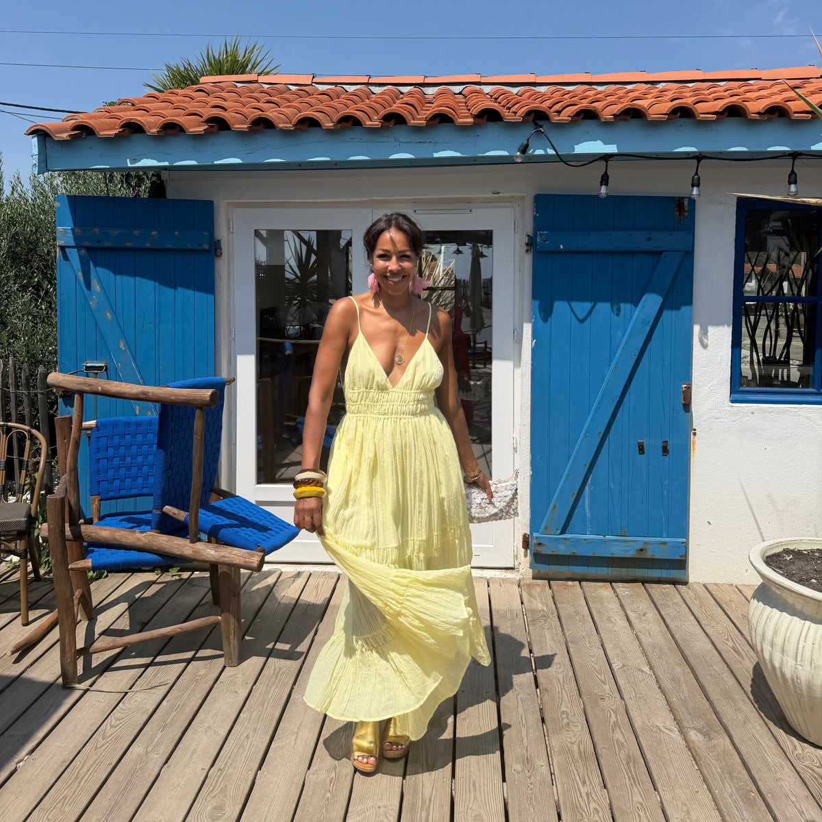 Robe ZINA voile de coton jaune