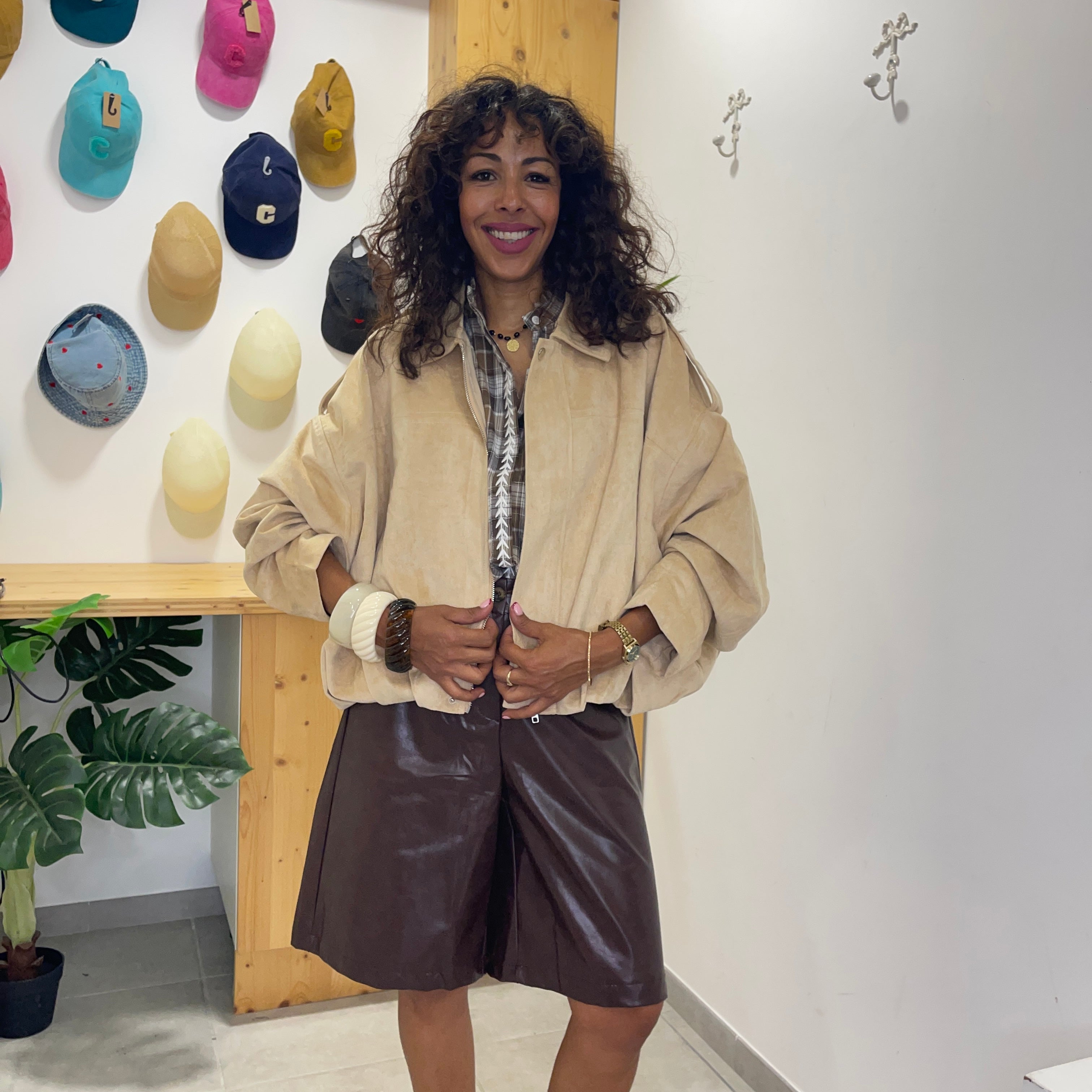 Bombers GAZIA oversize façon daim beige