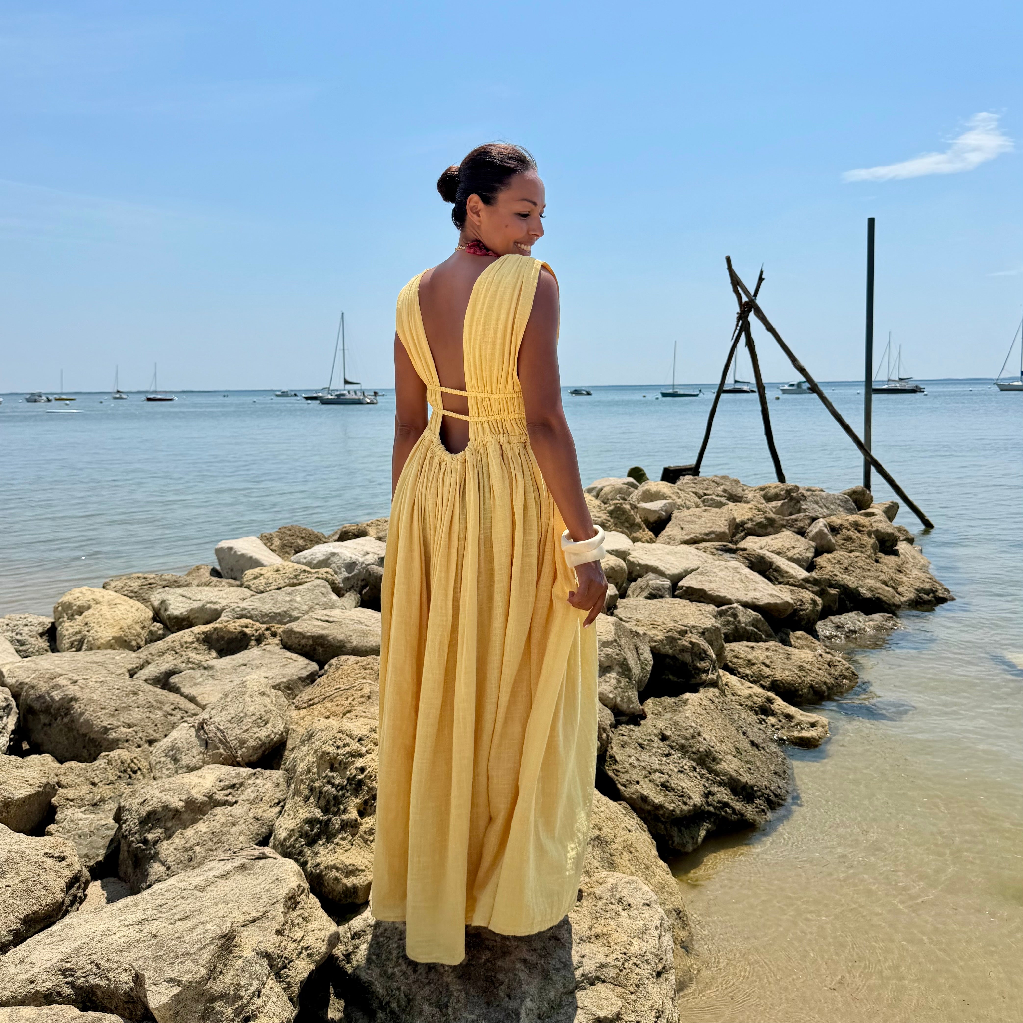 Robe GRECQUE bohème jaune