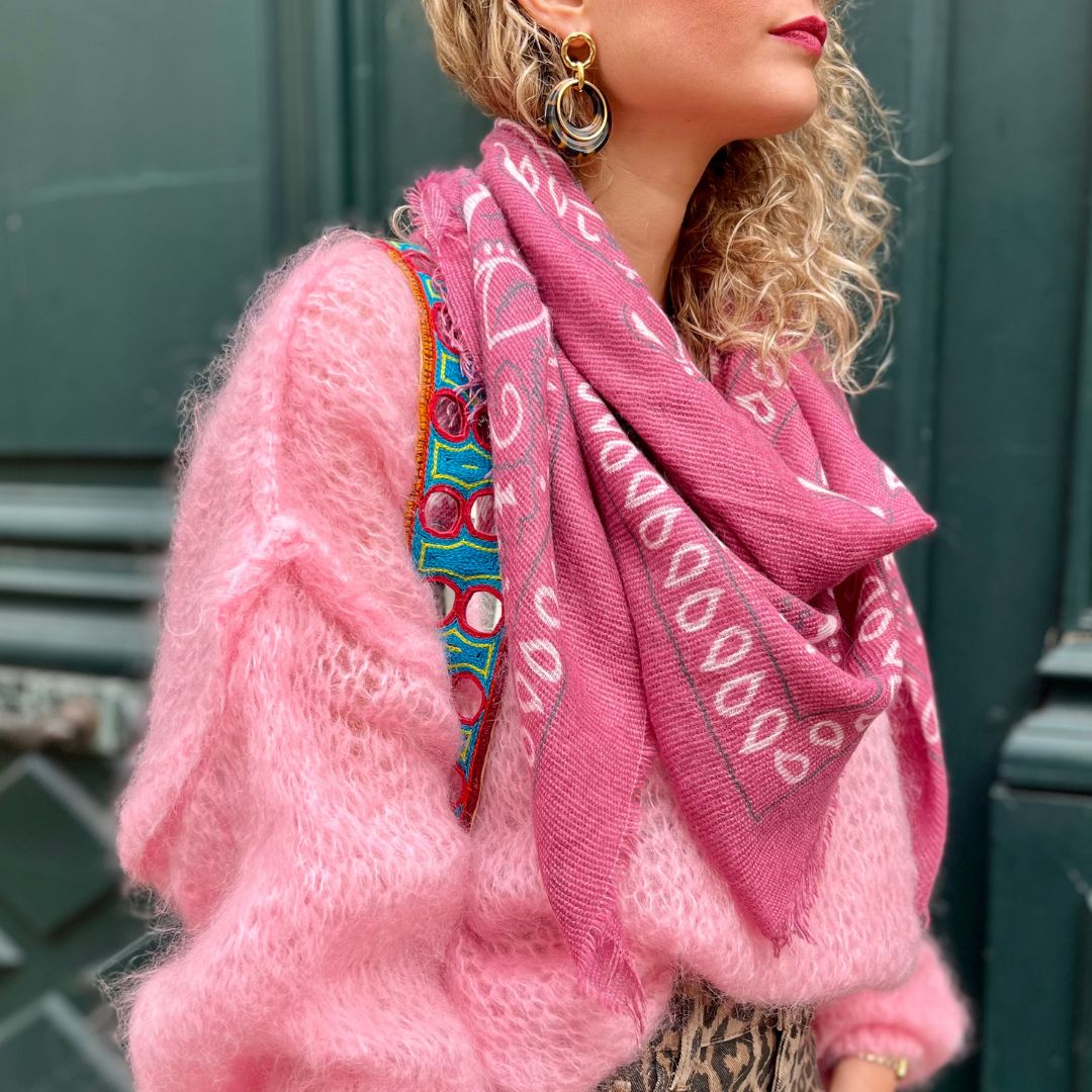 Foulard d'hiver BANDANA grand format rose