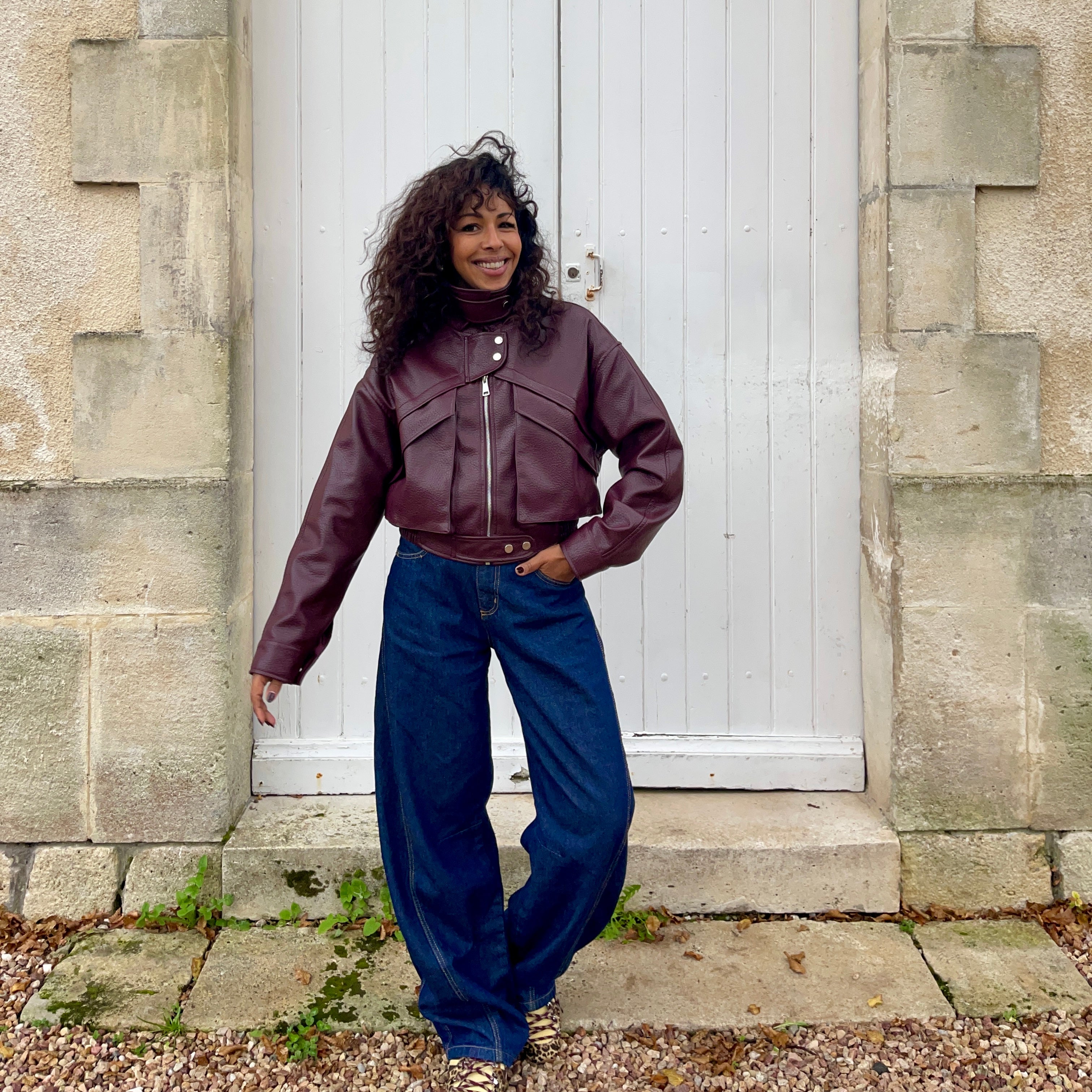 Veste bomber BURGUNDY style perfecto bordeaux
