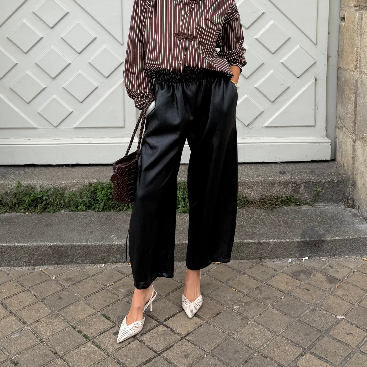 Pantalon MAEVA simili cuir noir
