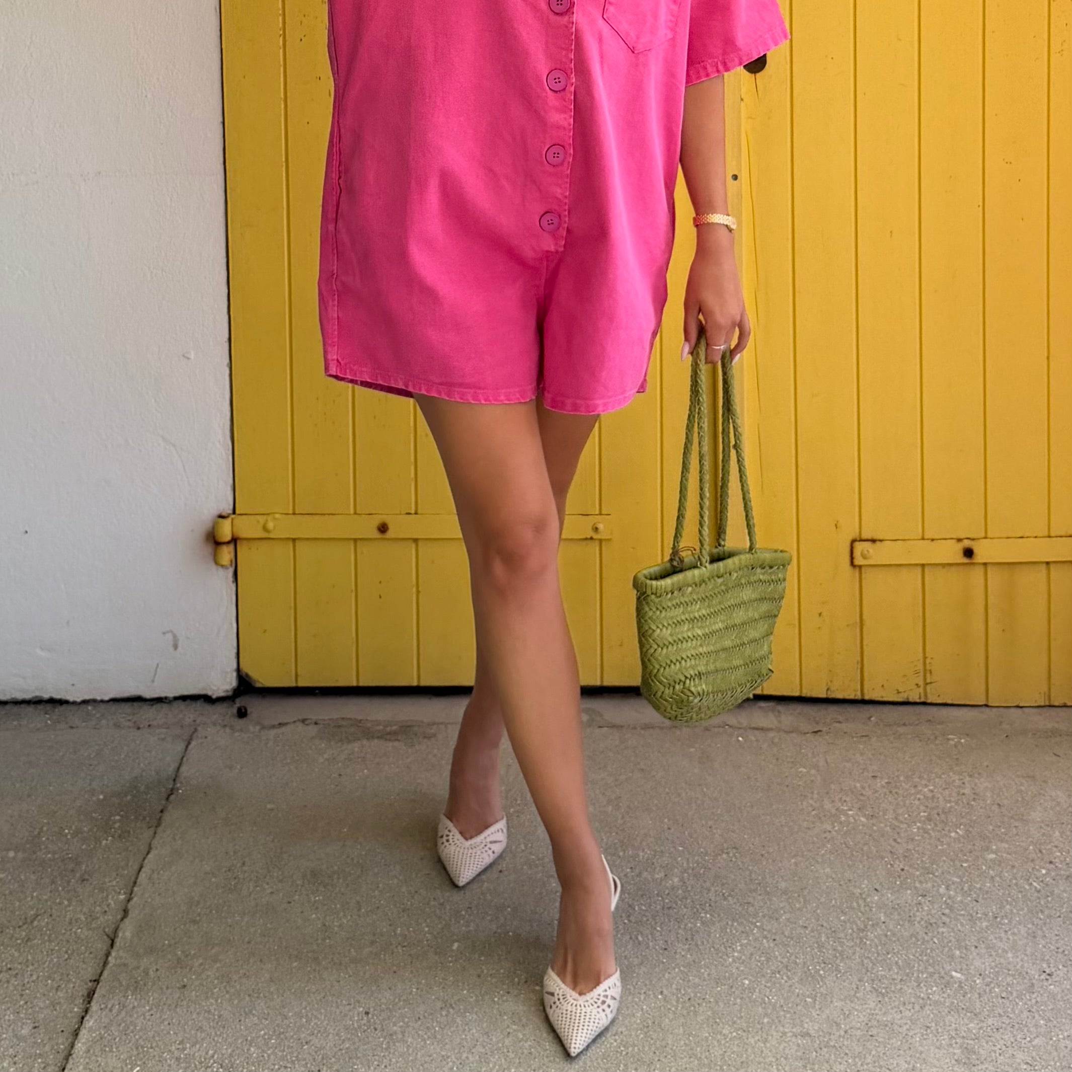 Mini sac cuir tressé vert