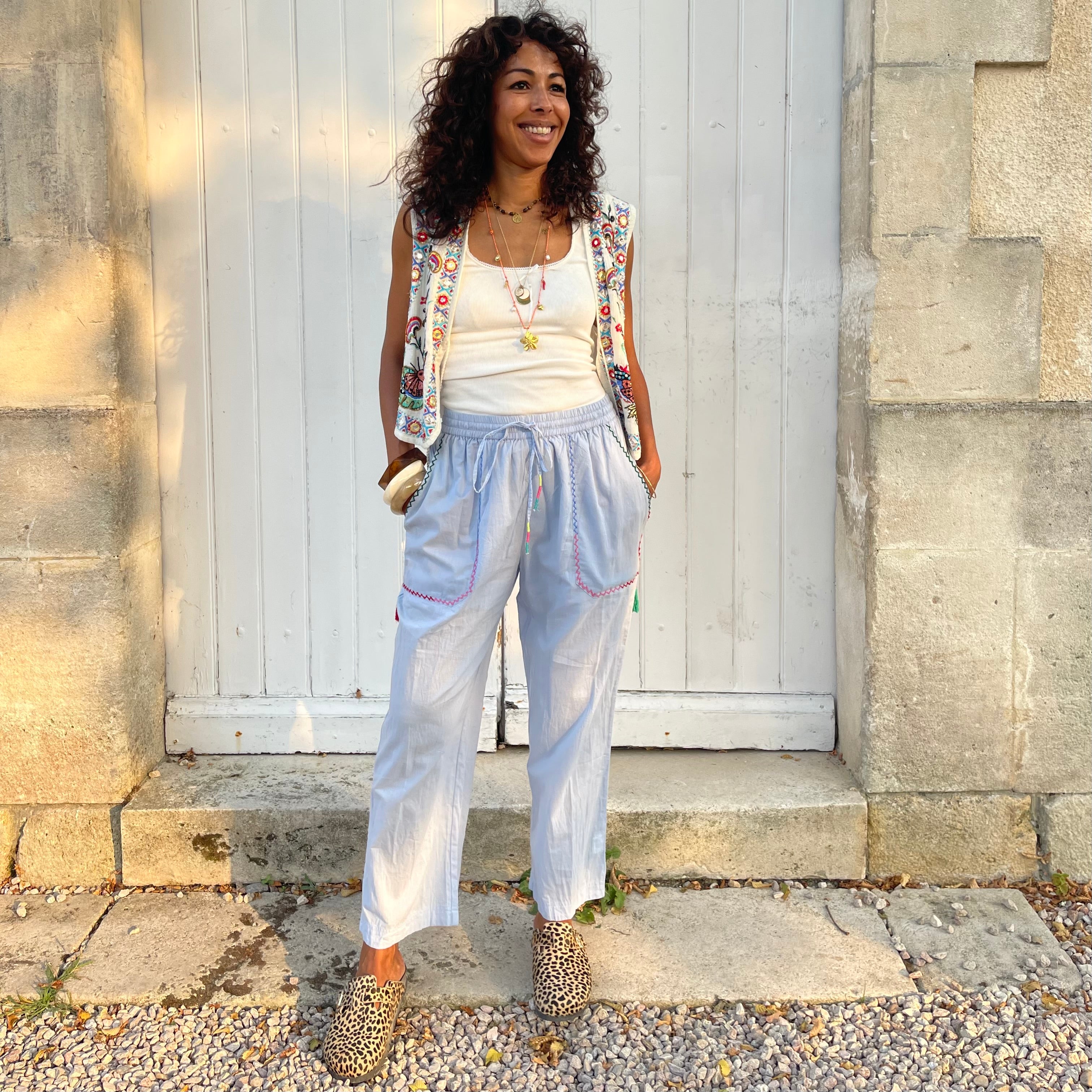 Pantalon EOS, bleu 100% coton