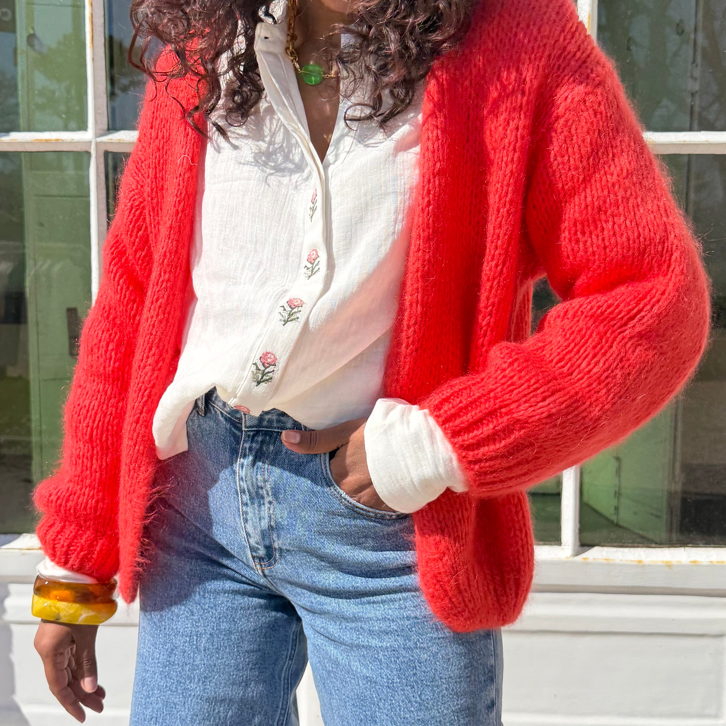 Gilet ELORA, corail en mohair