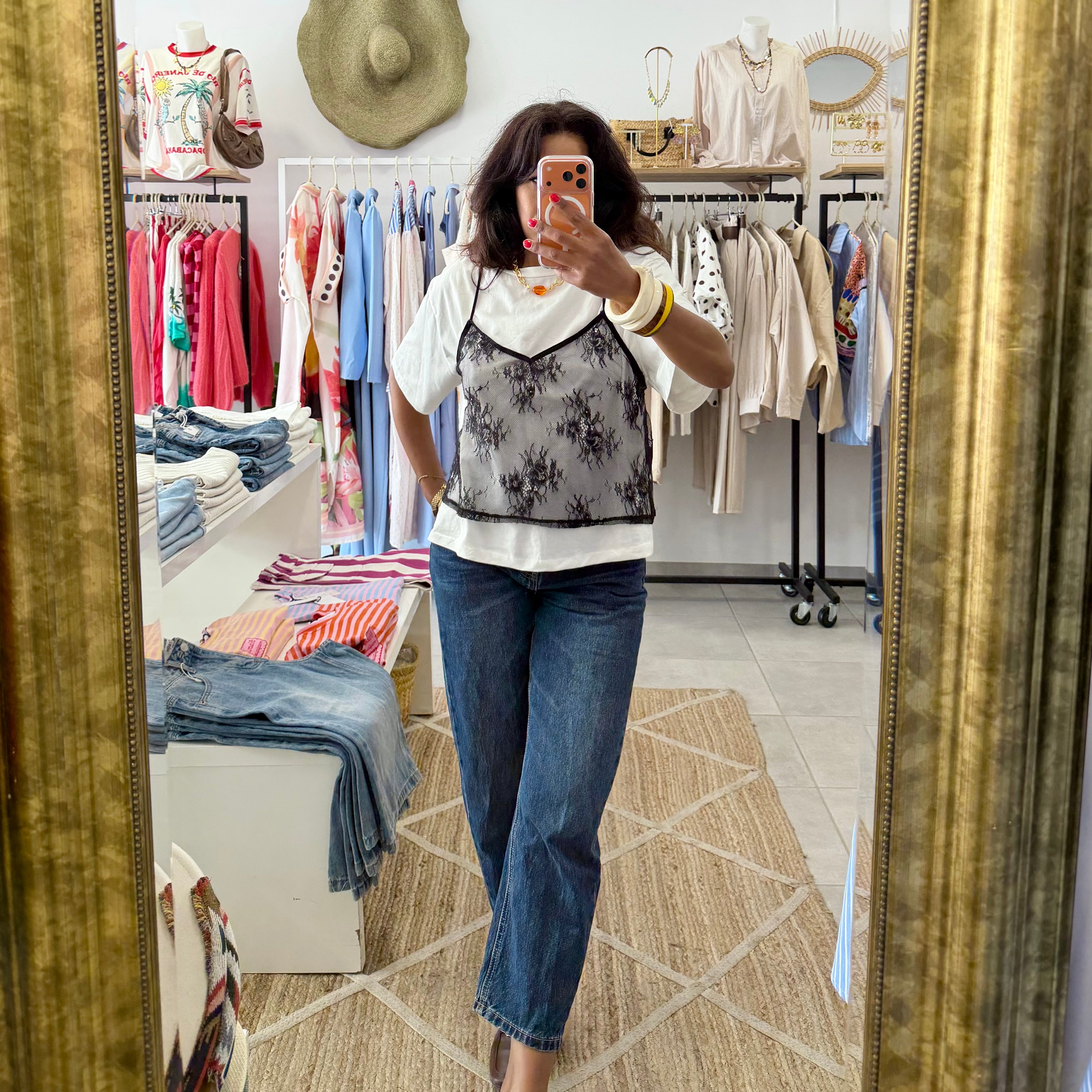 T-shirt blanc ALBY avec top dentelle amovible