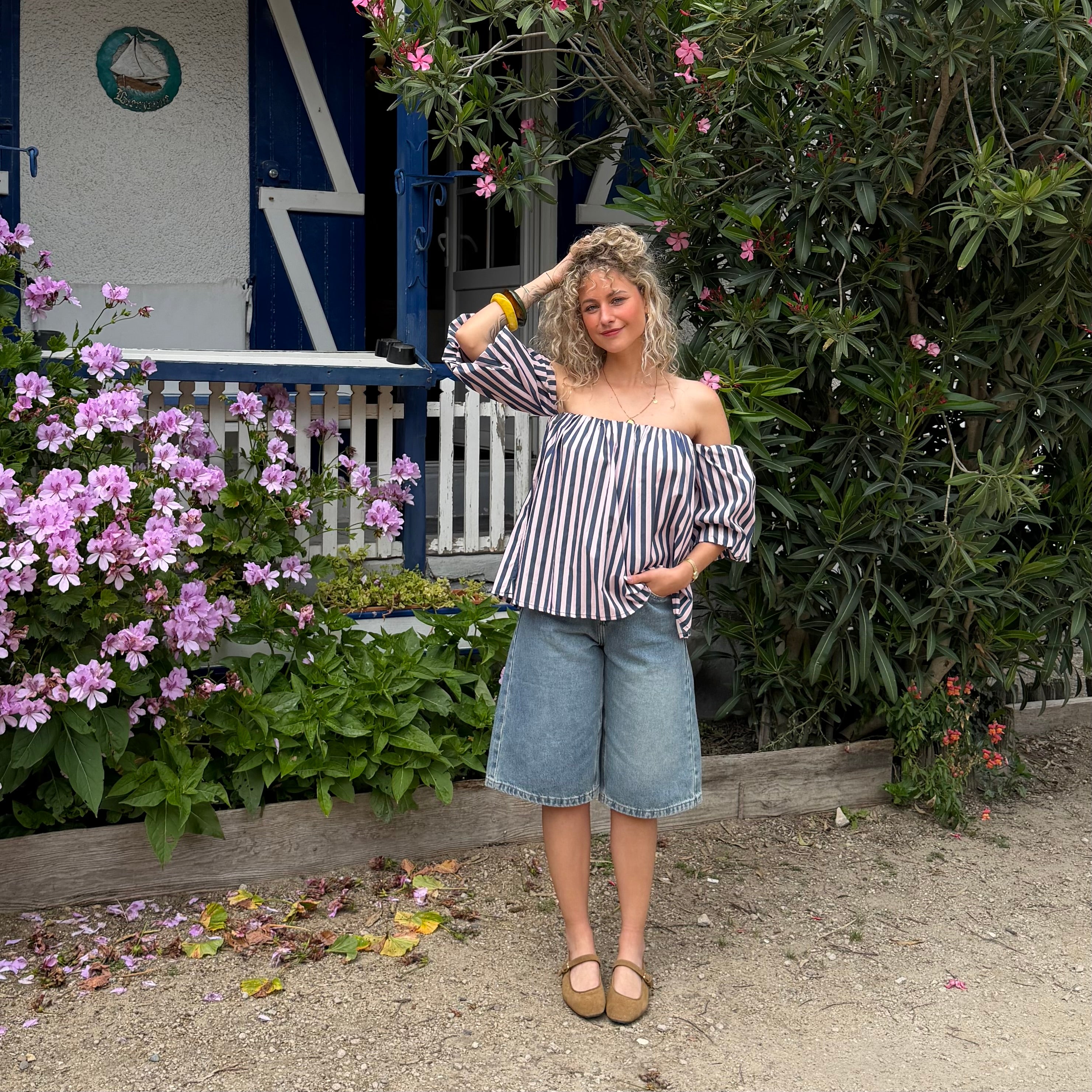 Blouse LIO rayé rose & bleu