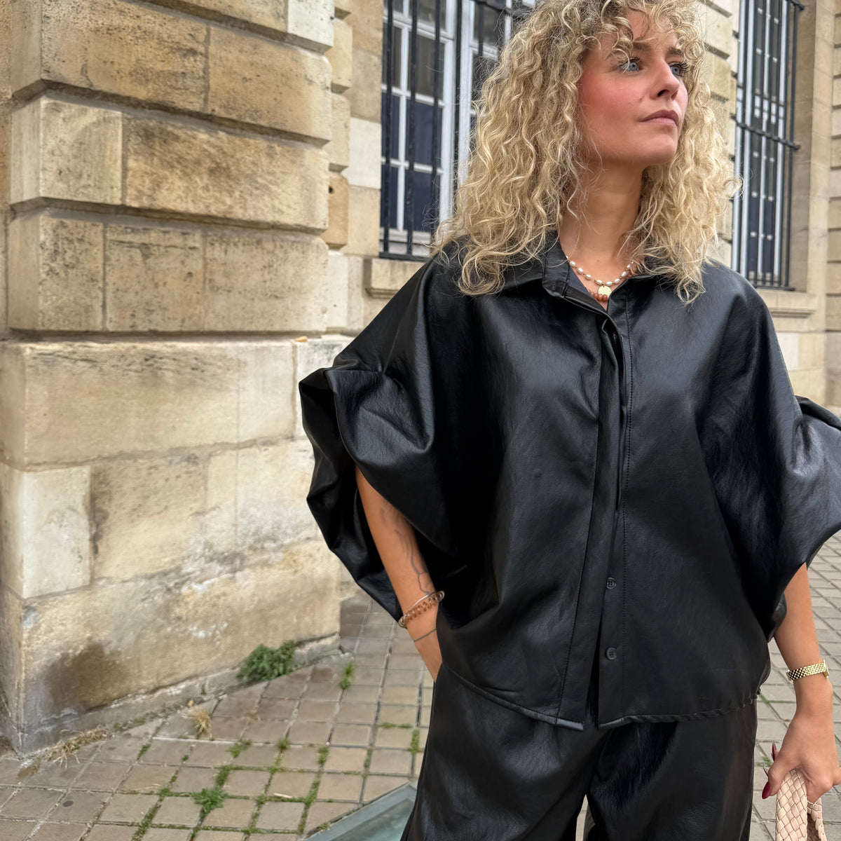 Veste MAEVA Simili cuir  noir