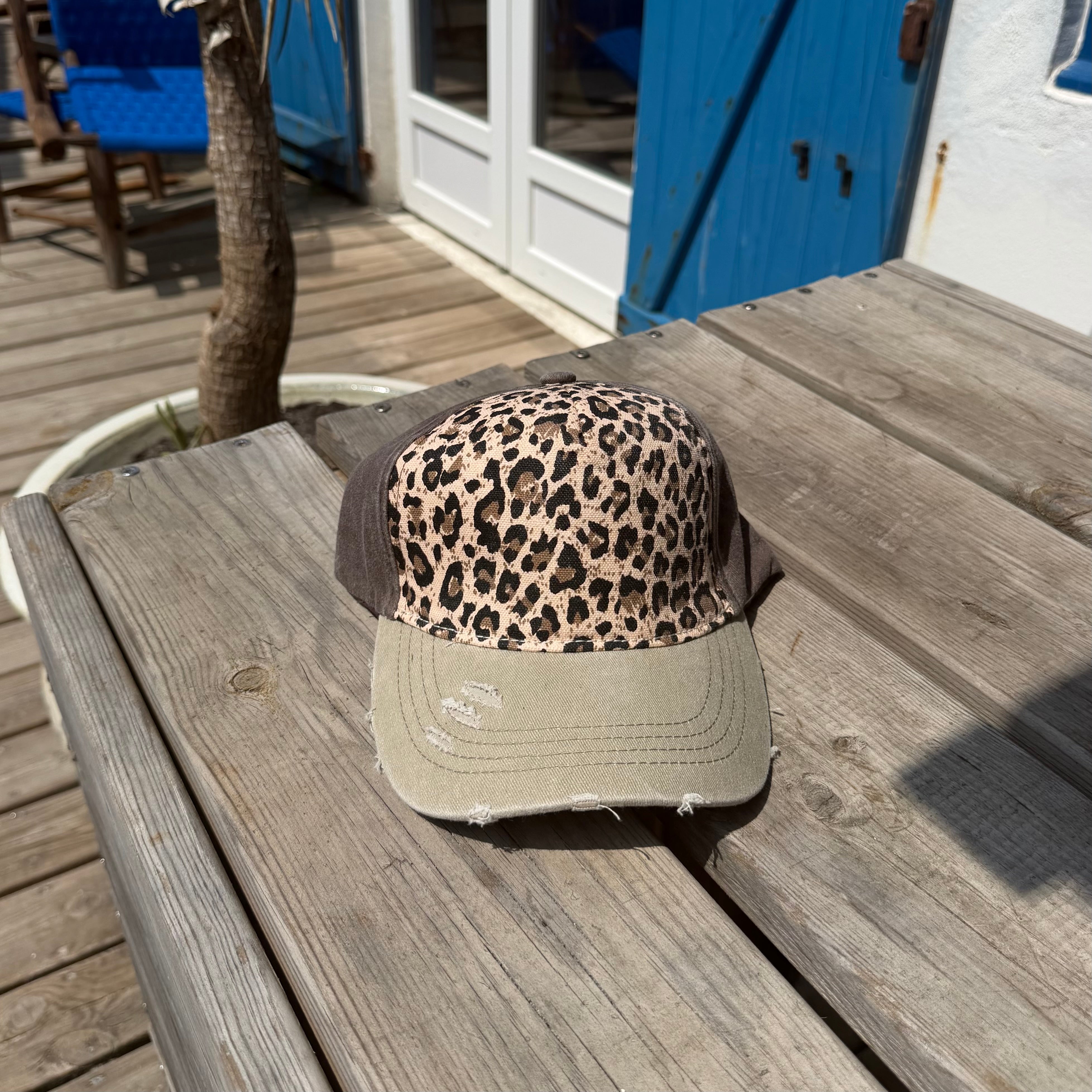 Casquette léopard beige