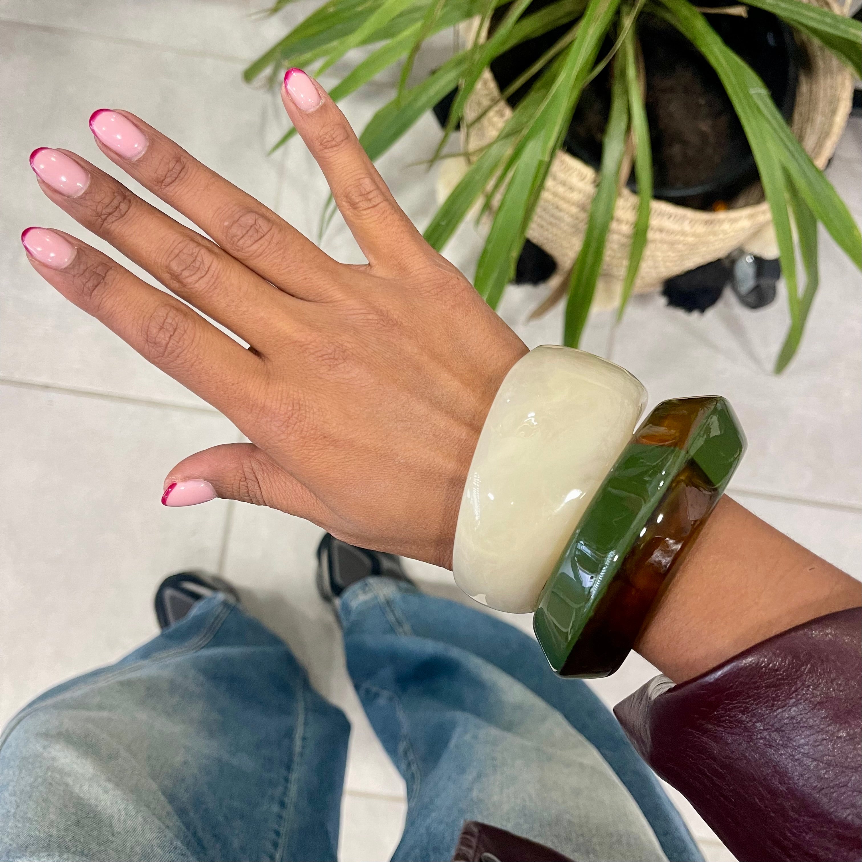 Jonc damier vert ambre