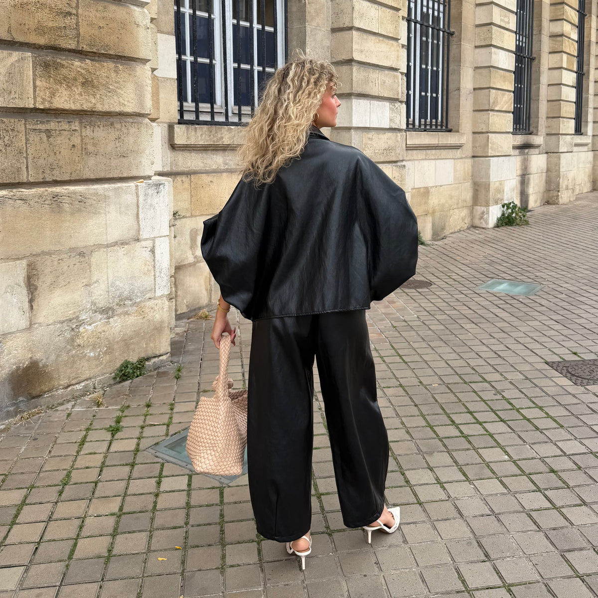 Pantalon MAEVA simili cuir noir