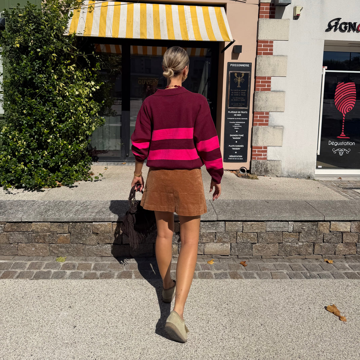 Pull ORIANE rouge bordeaux/rose