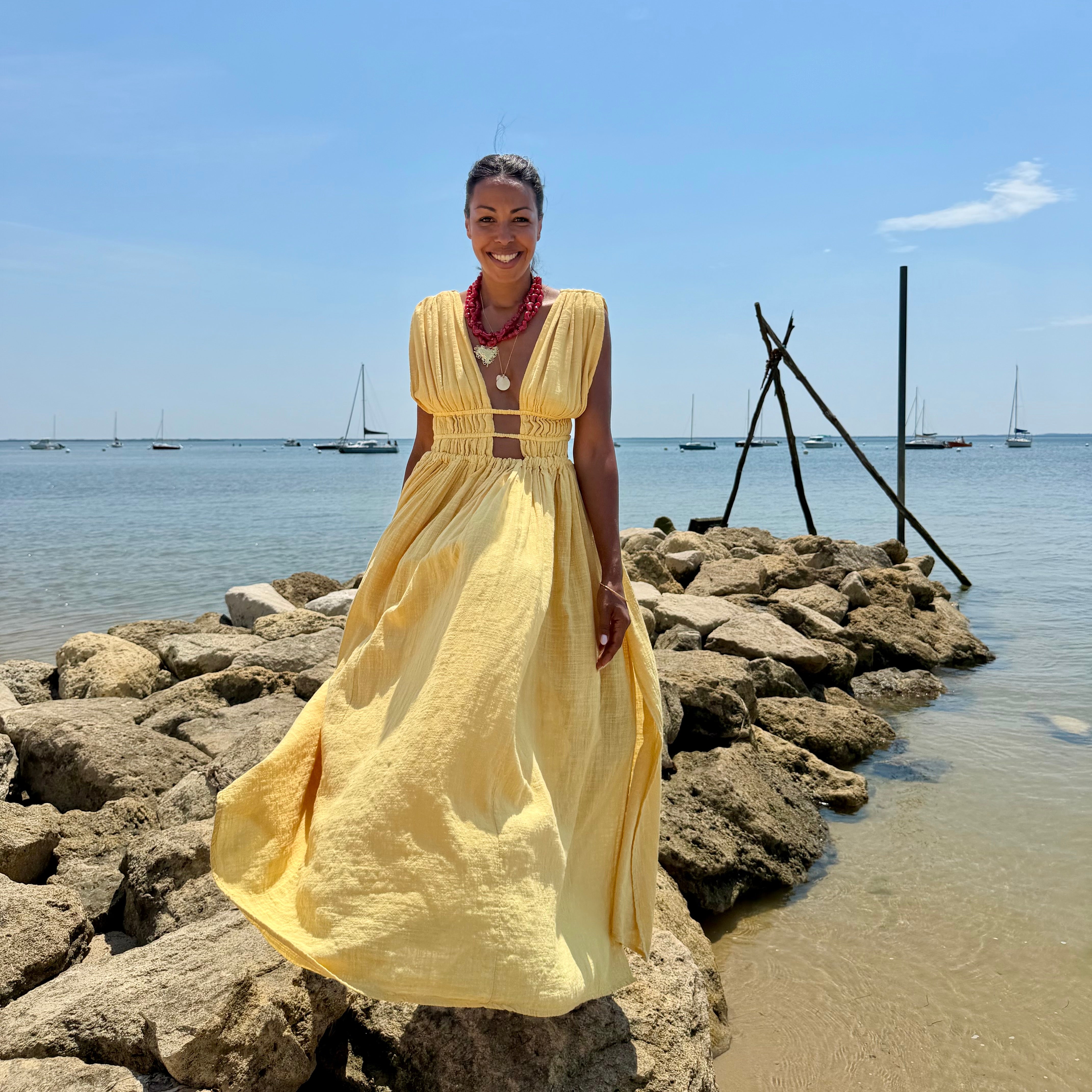 Robe GRECQUE bohème jaune