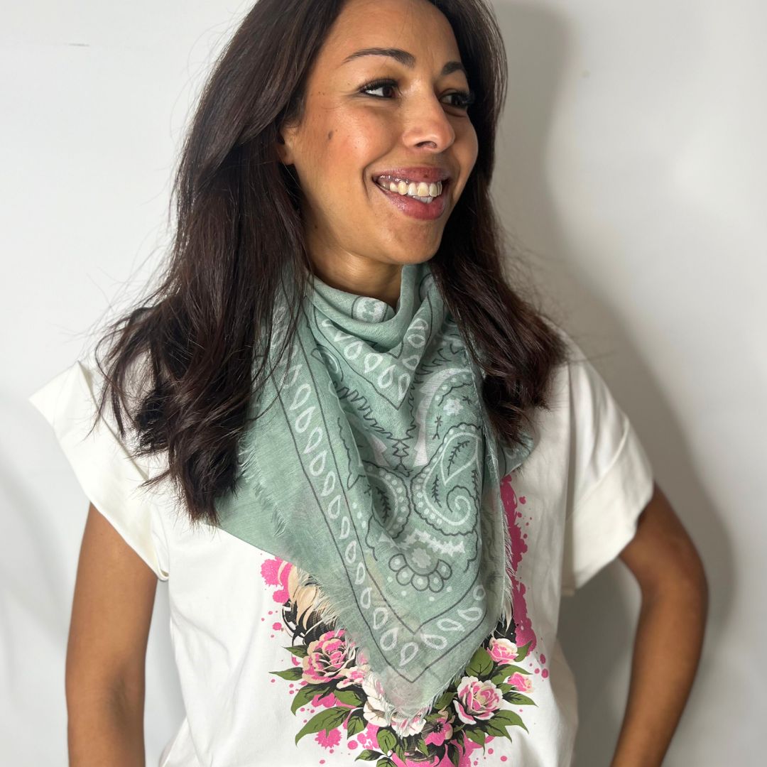 Foulard d'été BANDANA vert d'eau petit format