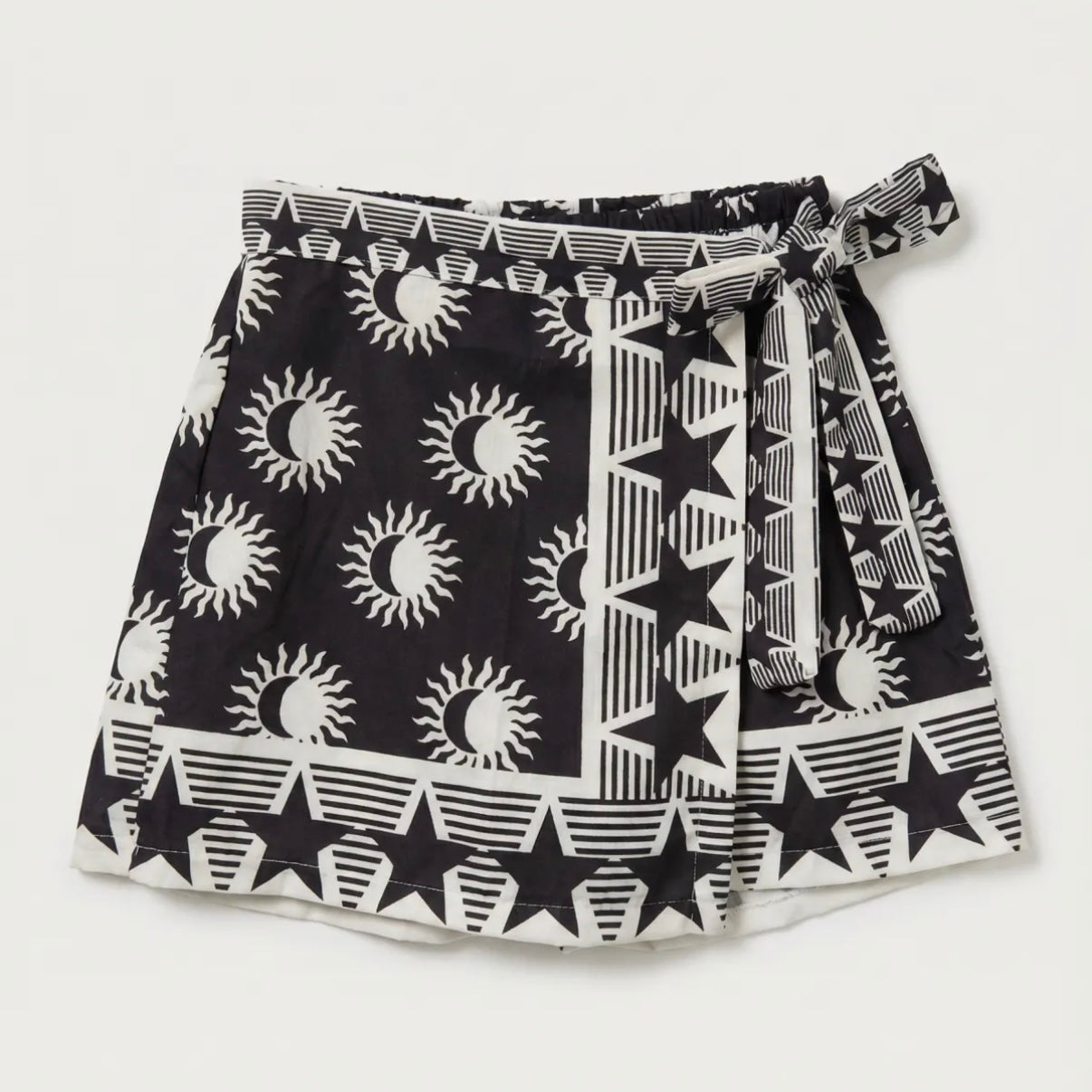 Jupe short portefeuille imprimé noir & blanc