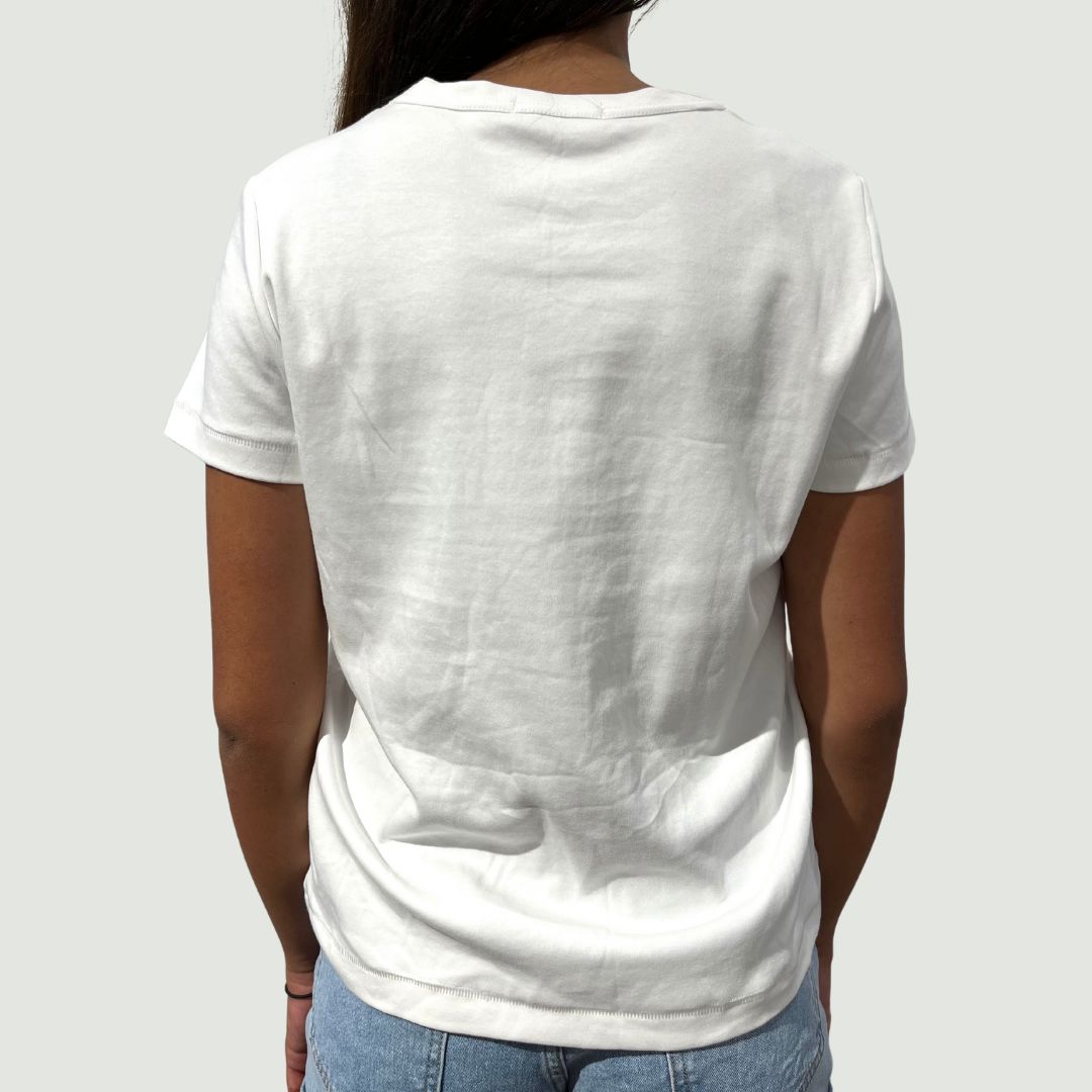 T-shirt blanc ONI à manches courtes et au col rond